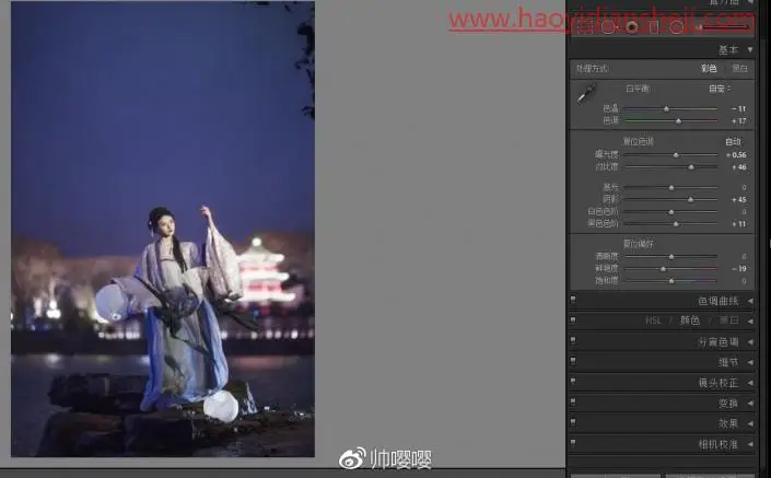 夜景人像，通过LR给夜景古风人像进行修图_www.haoyidiansheji.com