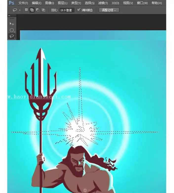 插画制作，用PS制作逼真的DC海王插画_www.haoyidiansheji.com