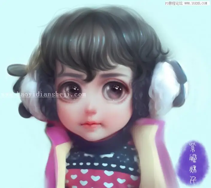 Q版效果，真人照片制作芭比娃娃效果_www.haoyidiansheji.com