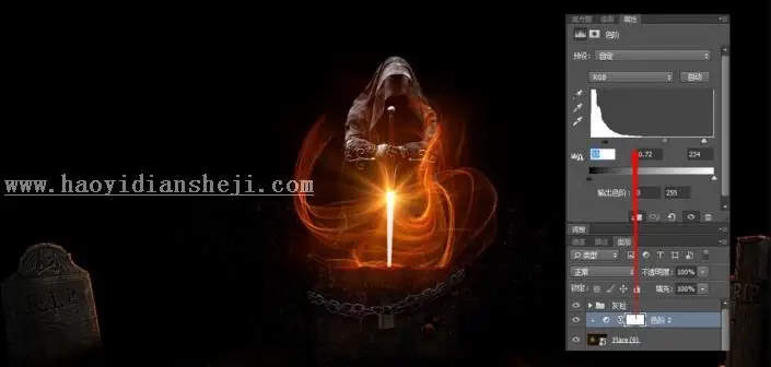 场景合成，合成一个创意的黑暗中的神秘人物壁纸_www.haoyidiansheji.com