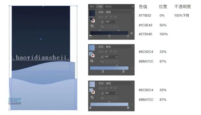 插画制作，用PS绘制以极光为主题的唯美插画_www.haoyidiansheji.com