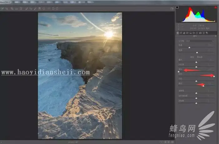 海岸风景，调出暖色海岸边照片教程_www.haoyidiansheji.com