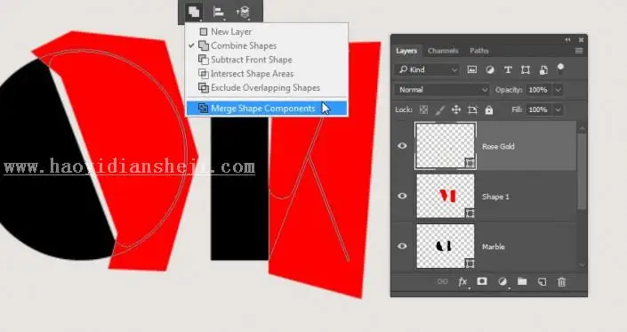 3D功能，通过PS中的3D功能设计大理石玫瑰材质的文字_www.haoyidiansheji.com
