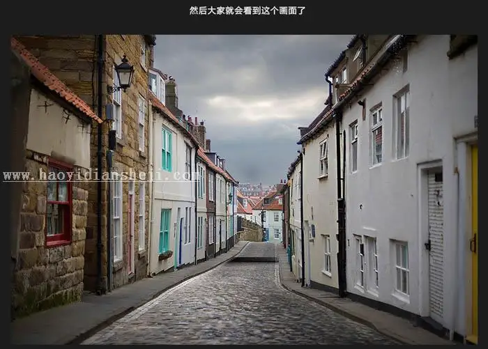 场景合成，合成走在阴冷雨夜小巷街头效果_www.haoyidiansheji.com