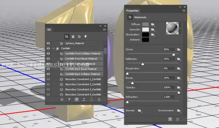 3D工具，通过PS中的3D功能创建膨胀3D文本效果_www.haoyidiansheji.com