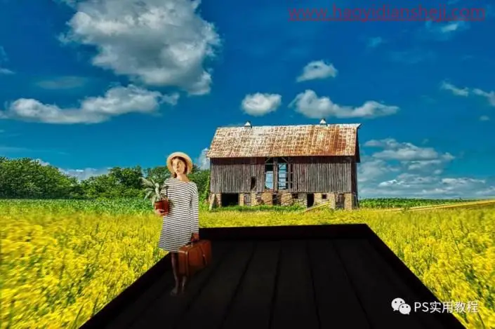 场景合成，多张图片组合成一个创意的麦田场景_www.haoyidiansheji.com