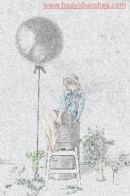 素描效果，在ps中制作真实又漂亮的彩铅素描照片_www.haoyidiansheji.com