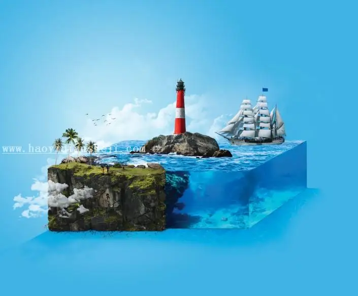 场景合成，在ps中合成一个微缩水族馆_www.haoyidiansheji.com