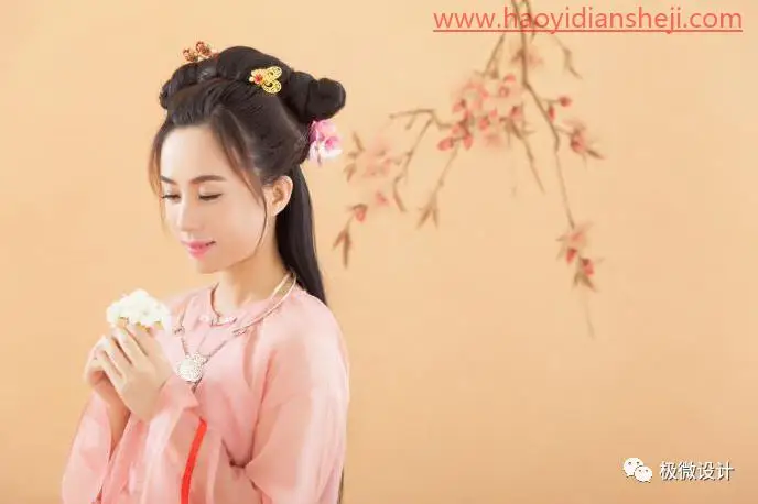 工笔画，把古典人像照片制作为工笔画纹理效果的艺术照片_www.haoyidiansheji.com