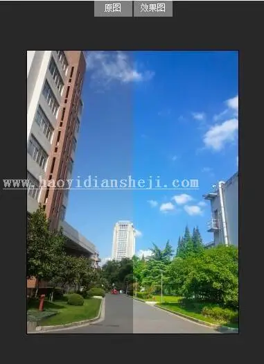 校园风景，快速调出自然清新校园风景教程_www.haoyidiansheji.com