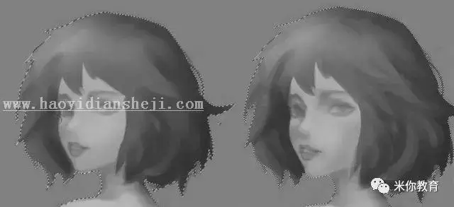 手绘教程，手绘美女头像游戏原画_www.haoyidiansheji.com