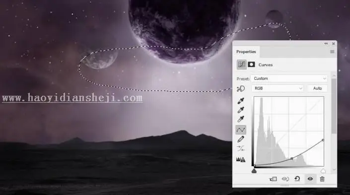 风景合成，用PS创建一个暗黑风格的蓝色科幻外星场景_www.haoyidiansheji.com