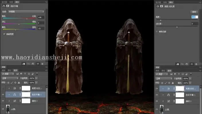 场景合成，合成一个创意的黑暗中的神秘人物壁纸_www.haoyidiansheji.com