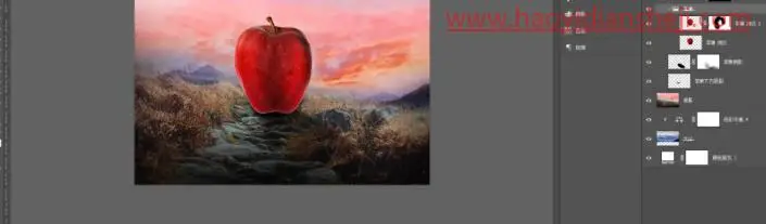 创意合成，合成森林里的苹果童话屋_www.haoyidiansheji.com
