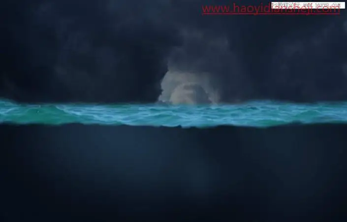 场景合成，在PS中合成一幅大鱼吞月的超现实场景_www.haoyidiansheji.com