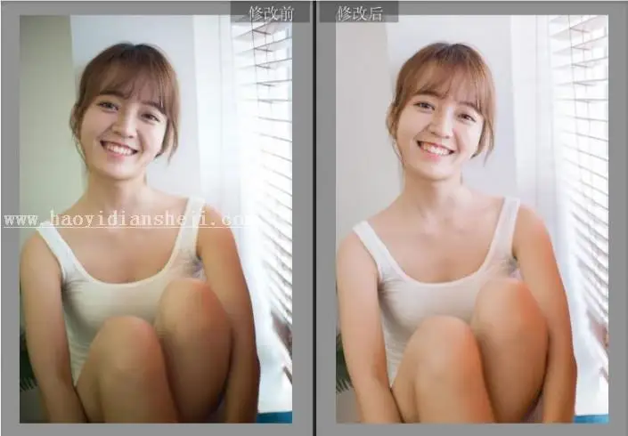 写真照片，通过PS调出室内清新少女暖色调照片_www.haoyidiansheji.com