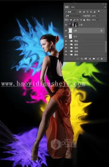 换背景，用PS给普通人物图片添加绚丽的背景效果_www.haoyidiansheji.com