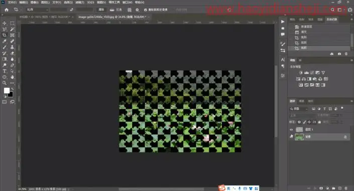 拼图效果，制作荷塘月色拼图效果_www.haoyidiansheji.com
