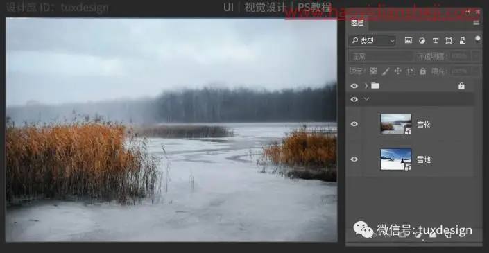梦幻合成，在PS中创建一张人物置身雪海的梦幻场景_www.haoyidiansheji.com