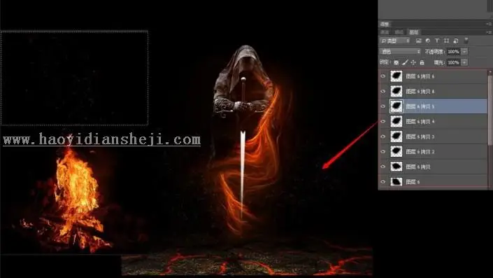 场景合成，合成一个创意的黑暗中的神秘人物壁纸_www.haoyidiansheji.com