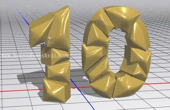 3D工具，通过PS中的3D功能创建膨胀3D文本效果_www.haoyidiansheji.com