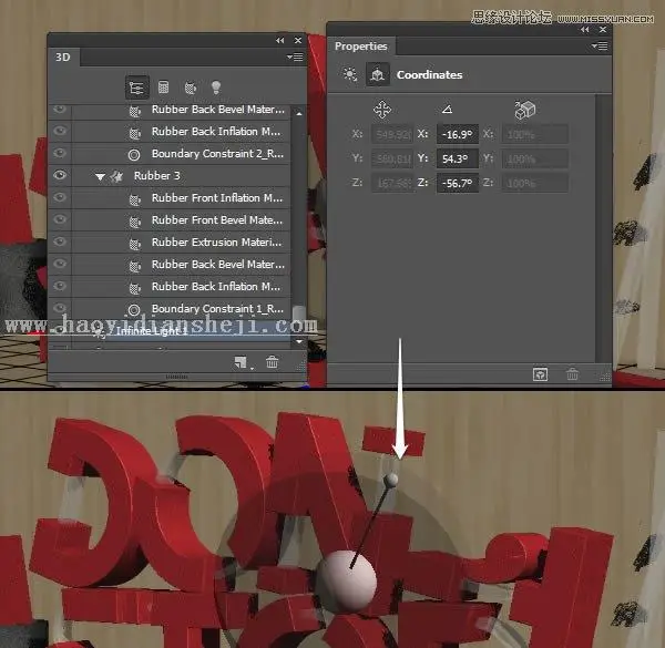 3D字体，通过PS制作红色积木立体文字图片_www.haoyidiansheji.com