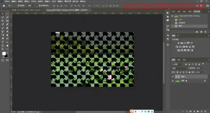 拼图效果，制作荷塘月色拼图效果_www.haoyidiansheji.com