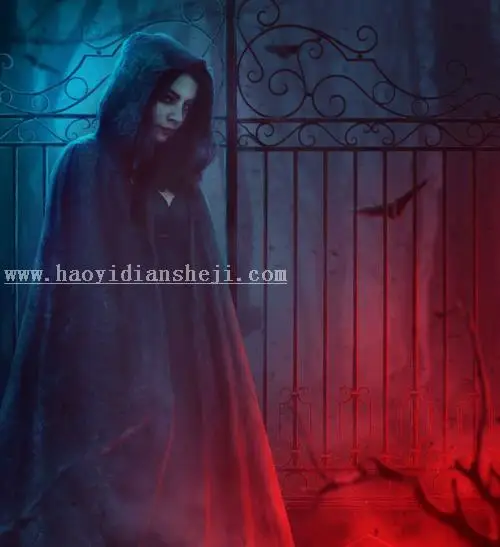 女巫场景，合成恐怖的暗黑女巫场景_www.haoyidiansheji.com