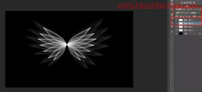 图案制作，在PS中制作梦幻的光影翅膀_www.haoyidiansheji.com