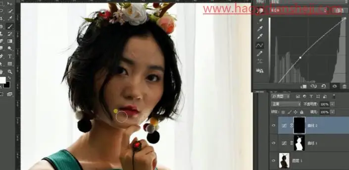 人像修图，圣诞主题人物鹿角精灵时尚精修_www.haoyidiansheji.com
