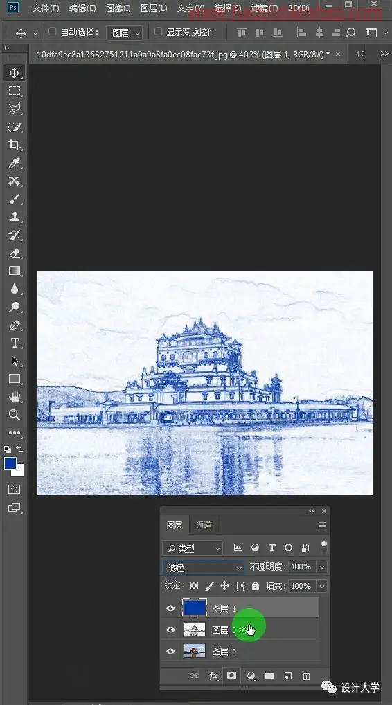 圆笔画，制作圆珠笔效果的建筑图片_www.haoyidiansheji.com