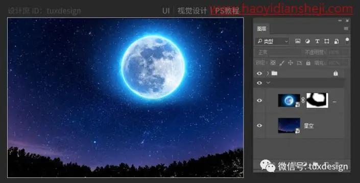 唯美合成，制作月光下的美少女的唯美场景_www.haoyidiansheji.com