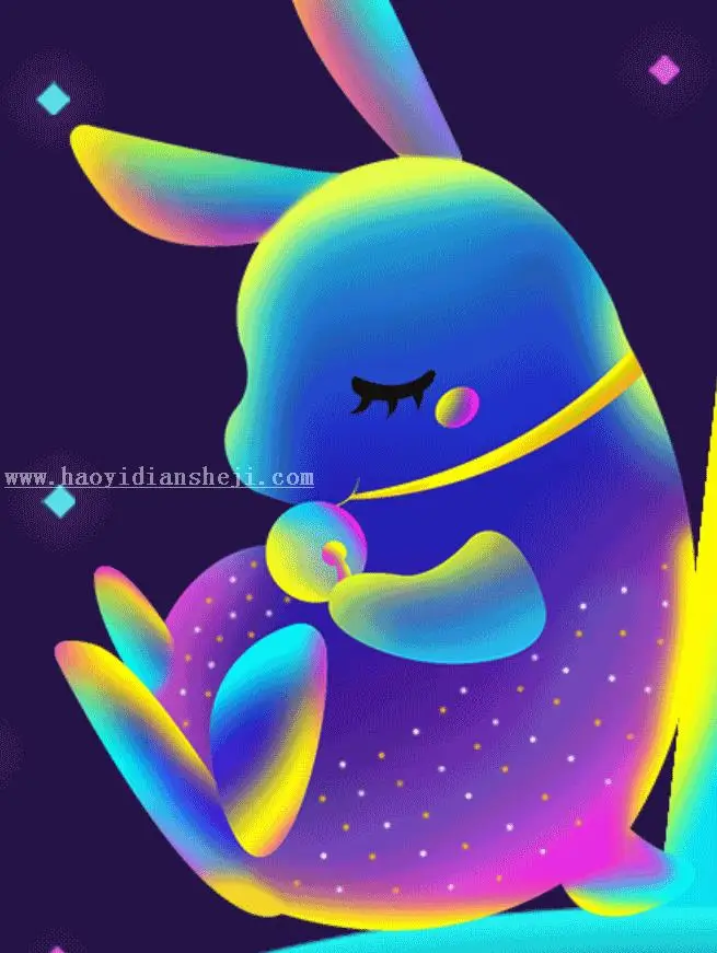 插画制作，绘制治愈系流光类插画照片_www.haoyidiansheji.com