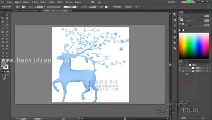 转手绘，用PS加AI制作一只多边形唯美星空鹿_www.haoyidiansheji.com
