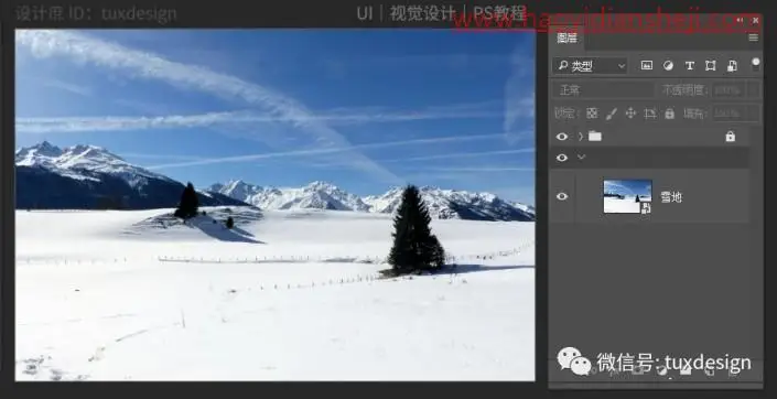 梦幻合成，在PS中创建一张人物置身雪海的梦幻场景_www.haoyidiansheji.com