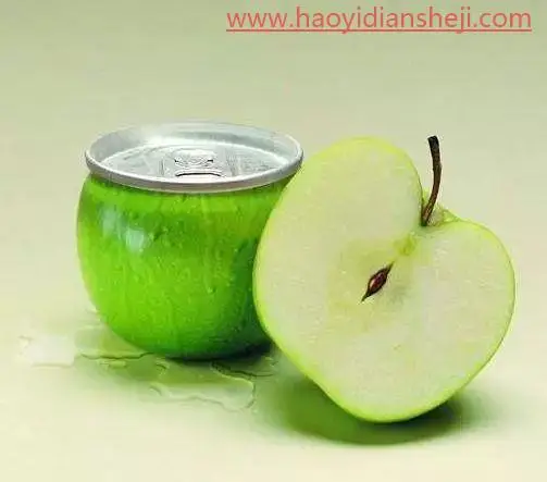 创意合成，用PS合成一个青苹果易拉罐_www.haoyidiansheji.com