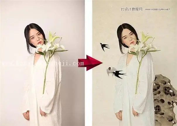 工笔画，通过PS给人物制作工笔画效果照片_www.haoyidiansheji.com