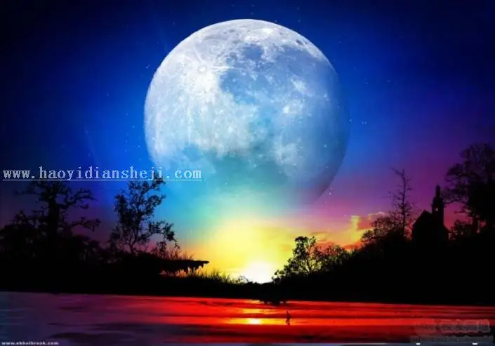 场景合成，用PS合成一个梦幻精灵壁纸图案_www.haoyidiansheji.com