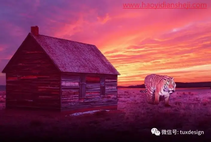 场景合成，利用图层蒙版色彩调整轻松合成虎啸平原场景图_www.haoyidiansheji.com