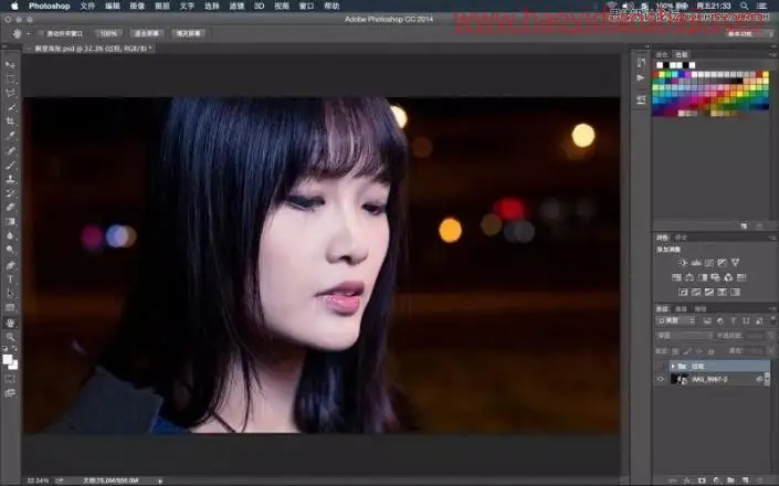 夜景人像，PS中夜景人像后期修图的具体步骤_www.haoyidiansheji.com