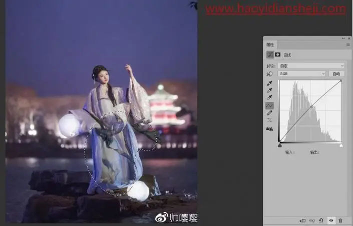 夜景人像，通过LR给夜景古风人像进行修图_www.haoyidiansheji.com