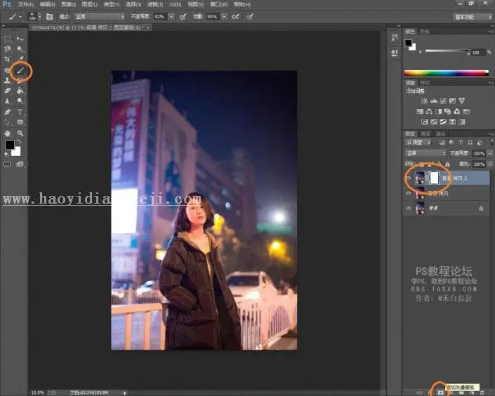 夜景人像，简单处理夜景照片教程_www.haoyidiansheji.com