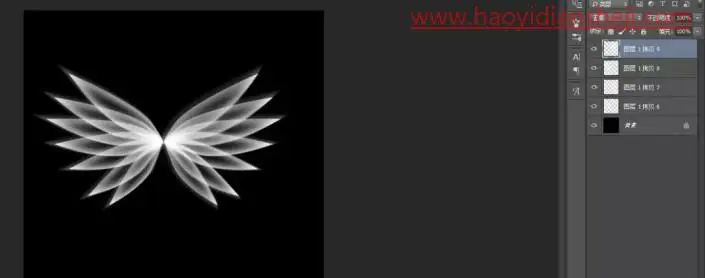 图案制作，在PS中制作梦幻的光影翅膀_www.haoyidiansheji.com