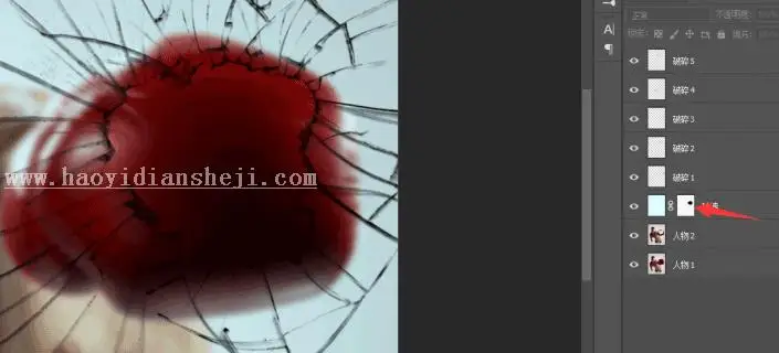 玻璃效果，用PS快速制作逼真的玻璃碎片效果照片_www.haoyidiansheji.com