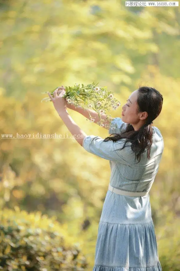 暖黄色，用PS把室外人像调出暖黄的艺术照片_www.haoyidiansheji.com