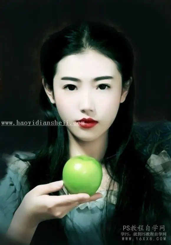 转手绘，打造暗黑风格的美女转手绘_www.haoyidiansheji.com