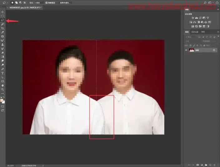 证件照，给结婚证上“女大男小”的照片进行修饰_www.haoyidiansheji.com