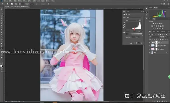 粉色调，用PS把动漫cosplay人像调成嫩粉色_www.haoyidiansheji.com