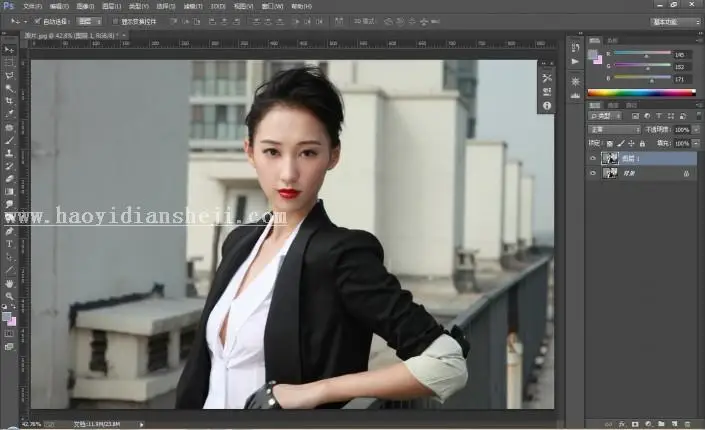 复古色，用PS打造干练职业女性复古色照片_www.haoyidiansheji.com