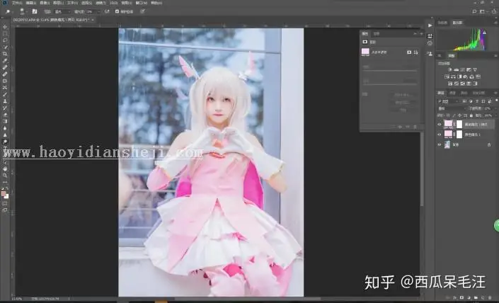 粉色调，用PS把动漫cosplay人像调成嫩粉色_www.haoyidiansheji.com